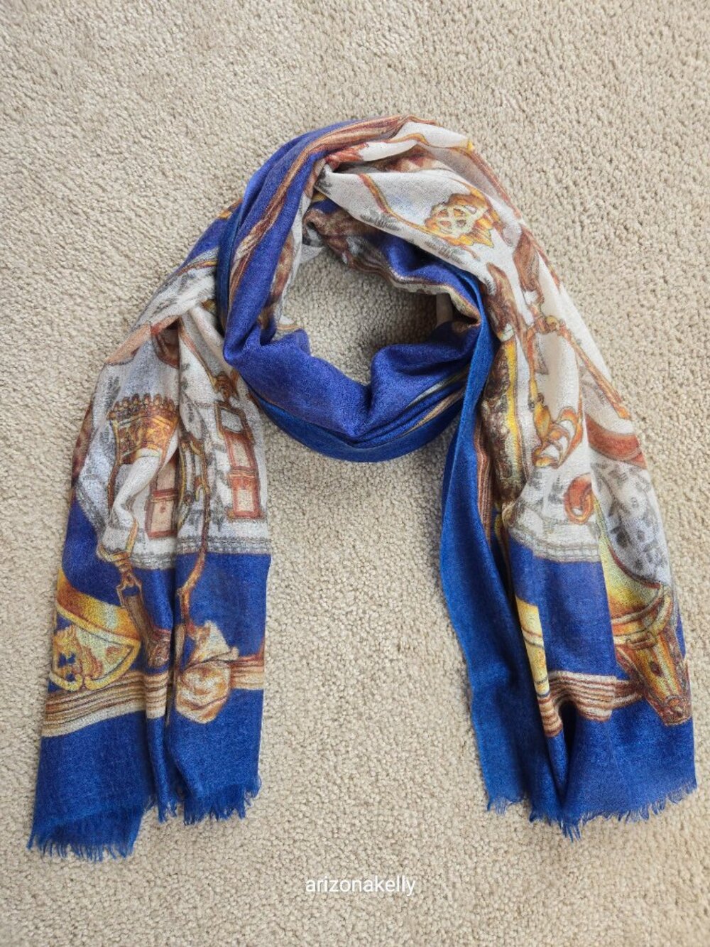 NWOT Cashmere Cinta Scarf Equestrian Design - Picture 6 of 12